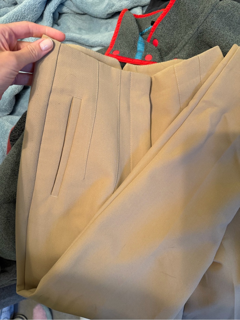 Zara Tan High-Waist Tailored Trousers